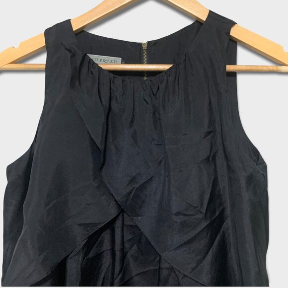 Whistle & Flute Silk Tiered Overlapping Ruffles Tank Crew Neck Back Zipper XS - Picture 2 of 8